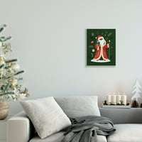Indtries Şenlikli Aziz Nick Yeşil Noel Kış Tatil Ahşap Çerçeveli Boyama Sanat Baskılar