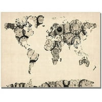 Ticari Marka Sanatı Eski Saatler Dünya Haritası Michael Tompsett'in Tuval Sanatı