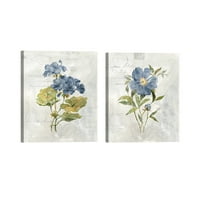 Mavi Keten Geraneum & Mavi Keten Haşhaş Carol Robinson tarafından Tuval Sanat Baskılar Set