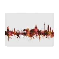 Marka Güzel Sanatlar 'Köln Almanya Skyline Red' Michael Tompsett'in Tuval Sanatı