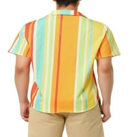 Benzersiz Pazarlık erkek Yaz Çizgili Gömlek Kısa Kollu Düğme Aşağı Plaj Gömlek