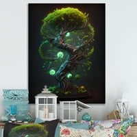 Designart Neon Bonsai Girdap Ağacı IV Tuval Duvar Sanatı