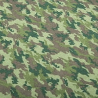 Mainstays Camouflage GSM, %100 Pamuk, Pazen Çarşaf Takımı, Yeşil, Twin-XL