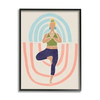 Stupell Industries Minimal Yoga Egzersizi Kişi Pembe Mavi Desen 30, Haziran ayına göre Tasarım Erica Vess