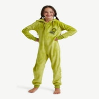 Justice Girls Grinch Kapşonlu Tam Fermuarlı Onesie Pijama, Beden 5- ve Artı