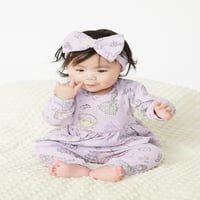 Disney Prenses Bebek Kız Peplum Üst, Tozluk ve Saç Bandı Seti, Parça, Bedenler 0 3 Aylık