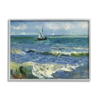 Stupell Endüstrileri Denizde Les Saintes-Maries-de-la-Mer Vincent van Gogh Boyama Boyama Gri Çerçeveli Sanat Baskı