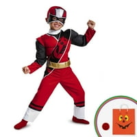 Ücretsiz Hediye ile kırmızı Ranger Ninja Çelik Çocuk Kas Kostüm Kiti