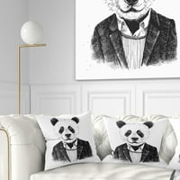 Designart Komik Hipster Panda Siyah Beyaz - Hayvan Kırlent - 16x16