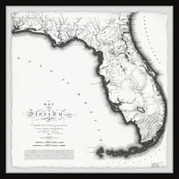 Marmont Hill Florida Eyalet Haritası II Çerçeveli Duvar Sanatı, 18 18