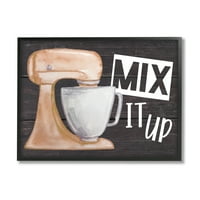 Stupell Mi It Up Mutfak Karıştırma yiyecek ve içecek pişirme Boyama Siyah Çerçeveli Sanat Baskı Duvar Sanatı