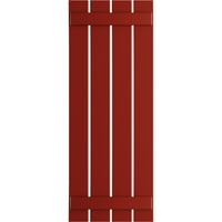 Ekena Millwork 23 W 76 H Gerçek Uyum PVC Dört Tahta Aralıklı Tahta-n-Çıta Kepenkleri, Ateş Kırmızısı