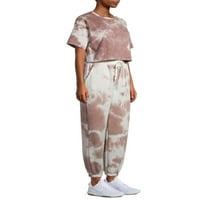 Liv & Lottie Kadın Gençler Batik Crop Top ve Joggers, 2 Parça Set