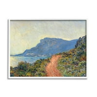 Stupell Sanayi Cliff Yol Okyanus Dağ Manzara Monet Klasik Boyama Çerçeveli Sanat Baskı Duvar Sanatı, 14x11, Claude