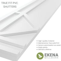 Ekena Millwork 18 W 56 H Gerçek Uyum PVC Bungalov Sabit Montajlı Panjurlar, Sojourn Blue