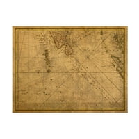 Kırmızı Atlas Tasarımları 'Maldivler Haritası 1770' Tuval Sanatı