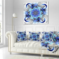 Designart Simetrik Mavi Fraktal Çiçek - Soyut Kırlent - 16x16