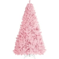 Easyfashion Pembe Menteşeli Ladin Yapay Tatil Dekoratif Noel Ağacı, Katlanabilir Standı ile 7.5'