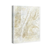 Wynwood Stüdyo Haritalar ve Bayraklar Duvar Sanatı Tuval Baskılar 'NY Metro Haritası Mermer' ABD Şehirler Haritalar-Altın,