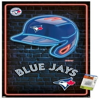 Toronto Blue Jays - İğneli Neon Kask Duvar Posteri, 22.375 34