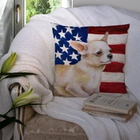 Carolines hazineleri BB9697PW Chihuahua bacak vatansever kumaş dekoratif yastık 14Hx14W, çok renkli