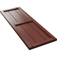 Ekena Millwork 1 8 W 84 H Gerçek Fit PVC, Üç Tahta Çerçeveli Tahta-n-Çıta Kepenkleri, Biber Kırmızısı