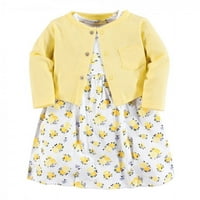 Sevimli Arkadaşlar Bebek ve Yürümeye Başlayan Kız Elbise ve Hırka Seti, Sarı Çiçekli, 0 Aylık