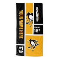 Pittsburgh Penguins NHL Colorblock Kişiselleştirilmiş Plaj Havlusu, 30 60