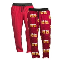 Sevgililer Günü Erkek ve Büyük Erkek Uyku Pantolonu, 2'li Paket, Funda Kırmızısı ve Kibrit Yapımı Bira Tasarımları