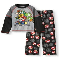 Erkek Nintendo Süper Mario 2 parçalı Termal Uzun Kollu Mikro Polar Uzun Mikro Pantolon Pijama Takımı