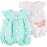 Carter'ın Çocuğum Kız Bebek Snap up romper, 2'li paket