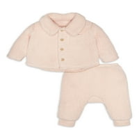 Gerber'den Modern Anlar Erkek Bebek veya Kız Unise Microplush Yakalı Üst ve Nervürlü Pantolon Kıyafet Seti, 2 Parça,