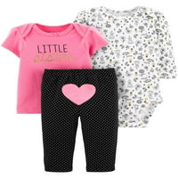 Carter'ın Çocuğum Kız Bebek Kıyafeti Uzun Kollu, Bodysuit, Tişört ve Pantolon, 3 Parça