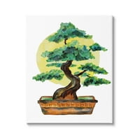 Bonsai Ağacı Güneş Şekli Botanik ve Çiçek Grafik Sanat Galerisi Sarılmış Tuval Baskı Duvar Sanatı