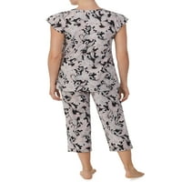 Ellen Tracy Kısa Kollu Çentik Yaka Paisley Pijama Takımı