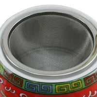 Antika El Boyalı seramik demlik w Yeşil Siyah çay fincanları ~ Çin Tarzı Demlik Şişe Tutar 33. fl.oz Açık Kırmızı
