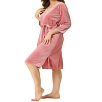 Benzersiz Pazarlık kadın Pijama Kemer Kravat Uzun Kollu Gecelik Salonu Midi uyku Elbise