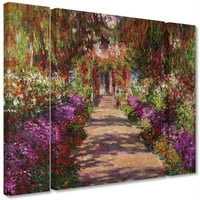 Marka Güzel Sanatlar Monet'in Bahçesinde Bir Yol Claude Monet'in Tuval Sanatı Üç Panel Seti