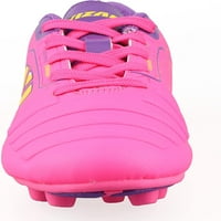 Vizari Çocuklar Catalina Genç Firma Zemin Açık Futbol Ayakkabıları Cleats Erkek ve Kız için-Pembe Mor Sarı