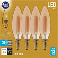 Büyük bir değer LED Vintage Edison Dekoratif Ampuller, 4.5 W, Amber, Sayısı CA