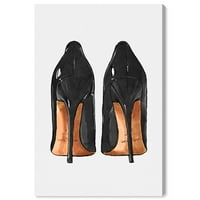 Wynwood Stüdyo Tuval Mücevherli Gece Ayakkabı Moda ve Glam Ayakkabı duvar sanatı Tuval Baskı Siyah 24x36