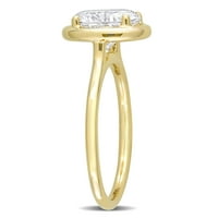 Miabella kadın Karat T.G.W. Oval Kesim Düzenlendi Mozanit 10kt Sarı Altın Tektaş gelin yüzüğü