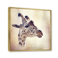 Designart 'Close Up Portre Bir Zürafa VII' Çiftlik Çerçeveli Tuval Duvar Sanatı Baskı