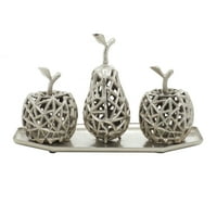 14 8 Gümüş alüminyum dekoratif kesme meyve heykel tabağı ile