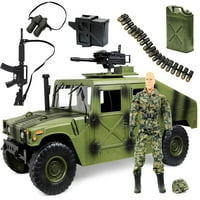 Click N 'Play Askeri Jumbo 12 Uzun Humvee Araç Aksiyon Figürü Oyun Seti Aksesuarları İle