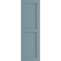 Ekena Millwork 15 W 57 H Gerçek Uyum PVC iki eşit düz Panel Panjur, Huzurlu Mavi