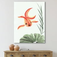 Designart 'Antik Goldfish ve Lotus Yaprağı' Denizcilik ve Kıyı Tuval Duvar Sanatı Baskı