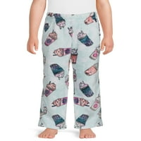 Wonder Nation Girls Peluş Baskılı Pijama Pantolon, 4 Beden- Artı