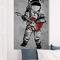 Wynwood Stüdyo Astronomi ve Uzay Duvar sanatı Tuval Baskılar 'Moontunes' Astronot-Siyah, Beyaz