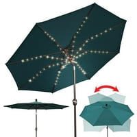 Gündoğumu Açık Veranda 9 'Pille Çalışan LED Işıklı Şemsiye, Krank Eğimli